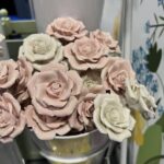 Ceramic Pink White Rose on Stem (1)