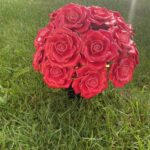 bouquet of ceramic red roses for grave vase