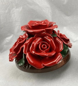 bunch of ceramic red roses