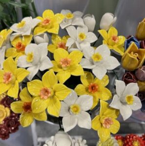 ceramic daffodils on stems