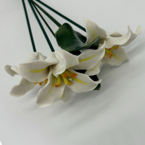 bouquet of ceramic lily on stem