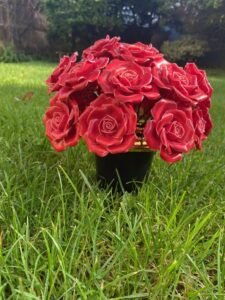 ceramic red roses for grave