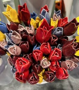 ceramic tulips on stems