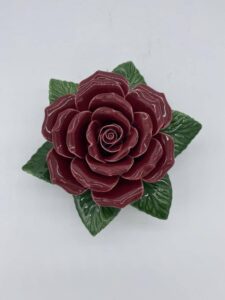 dark red ceramic rose