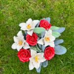 luxury grave flower pot roses and lilies