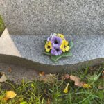 pansy on gravestone