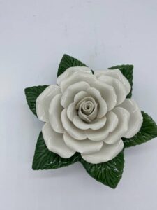 white ceramic rose