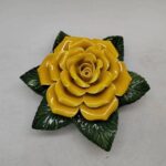 yellow ceramic rose for grave