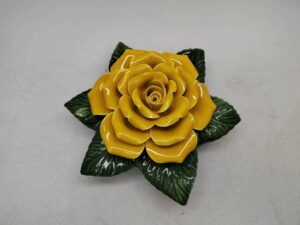 yellow ceramic rose for grave